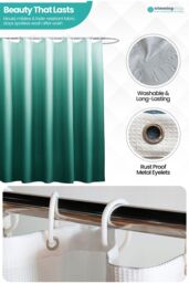 Neel Blue Gradient Colour Bathroom Shower Curtain with 12 Hooks, Mould & Mildew Resistant in Green - Size: 180 cm width x 180 cm drop - thumbnail 4