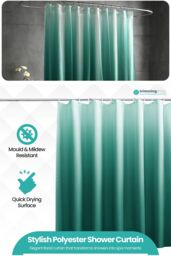 Neel Blue Gradient Colour Bathroom Shower Curtain with 12 Hooks, Mould & Mildew Resistant in Green - Size: 180 cm width x 180 cm drop - thumbnail 3