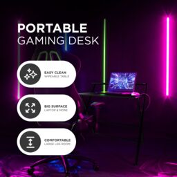 DMD Collective FlexiDesk 2-Tier Folding Desk, No Assembly Required, Gaming Desk, Work Desk Table for Small Spaces in Black - thumbnail 7