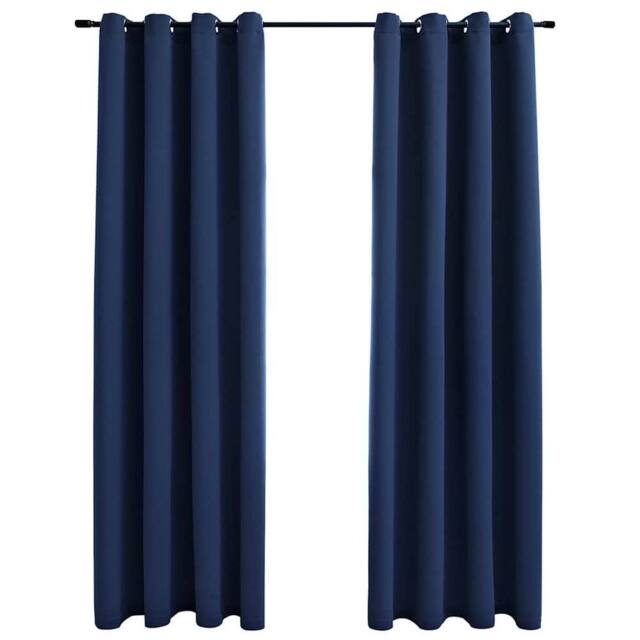 Berkfield Home Blackout Curtains with Metal Rings 2 pcs Blue 140x245 cm - image 1