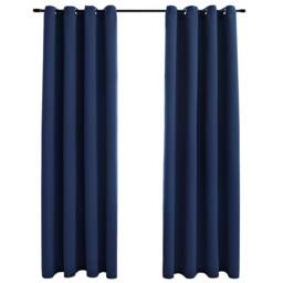 Berkfield Home Blackout Curtains with Metal Rings 2 pcs Blue 140x245 cm