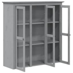 Berkfield Home Cabinet with Glass Doors BODO Grey Solid Wood Pine - thumbnail 4