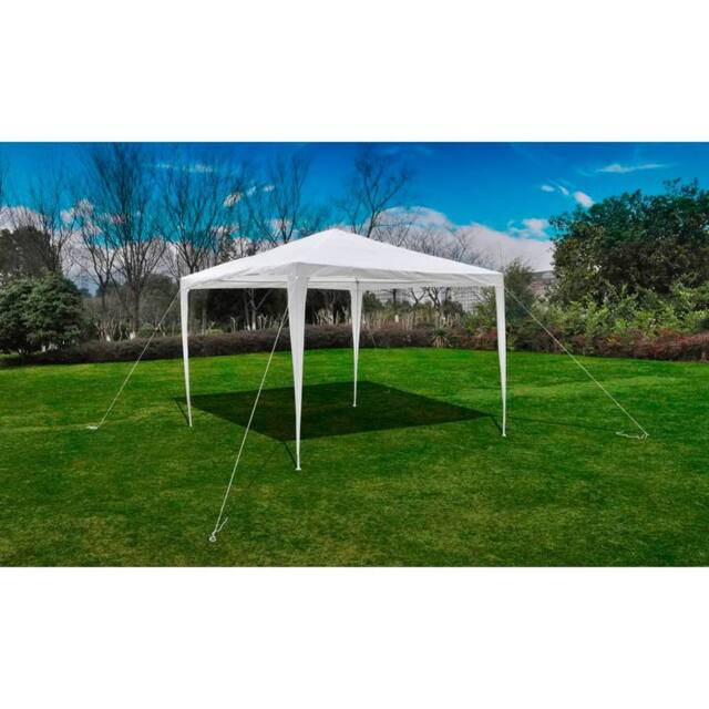 Berkfield Home Modern 3 x 3m Pyramid-Roof Garden Gazebo Pavilion in White - image 1