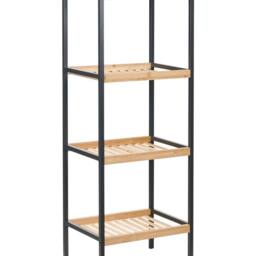 Wyld and Coco Zen Bamboo Bathroom Shelving Unit Light Brown Bamboo Black Steel - thumbnail 2