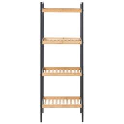 Wyld and Coco Zen Bamboo Bathroom Shelving Unit Light Brown Bamboo Black Steel - thumbnail 3