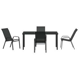 Berkfield Home 5 Piece Garden Dining Set Black Textilene & Steel - thumbnail 7