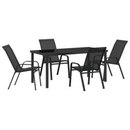 Berkfield Home 5 Piece Garden Dining Set Black Textilene & Steel - thumbnail 1
