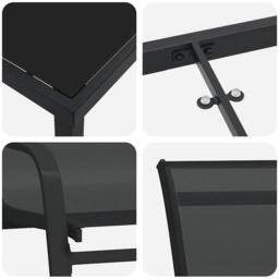 Berkfield Home 5 Piece Garden Dining Set Black Textilene & Steel - thumbnail 9
