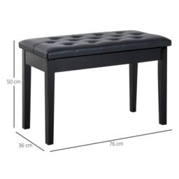 FORGEVIO Classic Digital Keyboard Piano Bench Makeup Padded Seat in Black - thumbnail 2