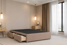 "Nexus Mattresses Ltd Portofino Plush Divan 2 Drawers Foot-End 54""Winged Headboard in Bronze - Size: Super King" - thumbnail 6