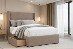 "Nexus Mattresses Ltd Portofino Plush Divan 2 Drawers Foot-End 54""Winged Headboard in Bronze - Size: Super King" - thumbnail 3