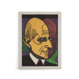 "Artery8 Head of Dr Bauer Colourful Portrait Kirchner Canvas Wall Art - Size: W18"" x H24""" - thumbnail 1