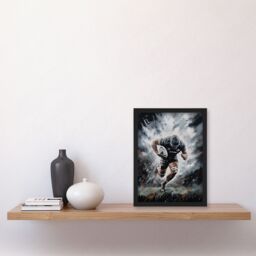 Artery8 Wall Art Print Rugby Forward Powering Through Action Artwork For Him Rugby Fan Man Cave Art Framed in Grey - Size: A4 - thumbnail 4