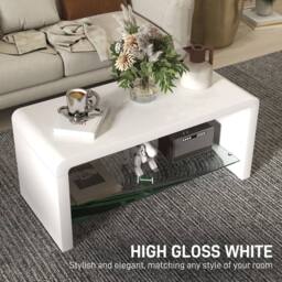 Wyld Haus Velimo Curved High Gloss White 2 Tier Coffee Table - thumbnail 4