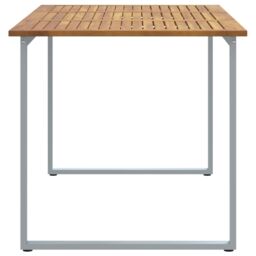 Berkfield Home Outdoor Dining Table Grey 160x80x75 cm Steel&Solid Wood Acacia - Size: 160 x 80 x 75 cm - thumbnail 6