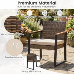 Hinsinc 3 Piece PE Wicker Outdoor Patio Bistro Set in Brown - Size: 0.6m2 - thumbnail 5