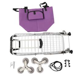 Havendro Shopping Trolley Cart with Wheels Foldable Basket in Purple - thumbnail 4