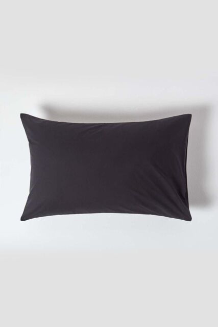 Homescapes Egyptian Cotton Housewife Pillowcase 200 TC, Standard Size in Black - image 1