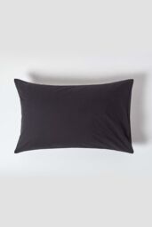 Homescapes Egyptian Cotton Housewife Pillowcase 200 TC, Standard Size in Black - thumbnail 1