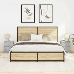 Berkfield Home Bedside Cabinets with LED Lights¬†2 pcs Concrete Grey 38x34x50 cm - Size: 38 x 34 x 50 cm - thumbnail 5