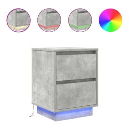 Berkfield Home Bedside Cabinets with LED Lights¬†2 pcs Concrete Grey 38x34x50 cm - Size: 38 x 34 x 50 cm - thumbnail 2