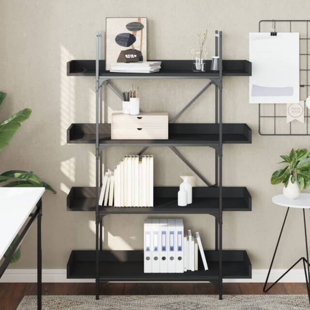 Berkfield Home Decorative Bookcase 4-Tier Black 100x33x145.5 cm Engineered Wood - image 1