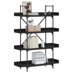 Berkfield Home Decorative Bookcase 4-Tier Black 100x33x145.5 cm Engineered Wood - thumbnail 2