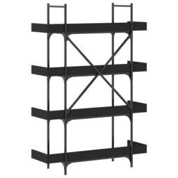 Berkfield Home Decorative Bookcase 4-Tier Black 100x33x145.5 cm Engineered Wood - thumbnail 6
