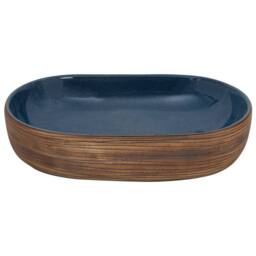 Berkfield Home Countertop Basin Brown & Blue Oval 59x40x14 cm Ceramic - Size: 59 x 40 x 14 cm - thumbnail 4