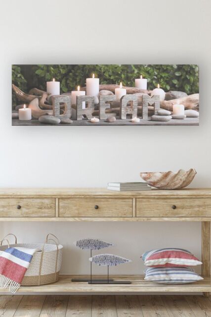 Art for the Home Typography Dream LED Printed Canvas in Green - image 1