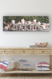 Art for the Home Typography Dream LED Printed Canvas in Green - thumbnail 1
