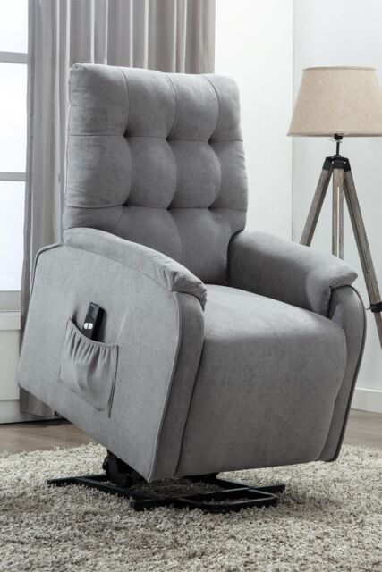 More4Homes Charlbury Fabric Single Motor Rise Recliner Electric Lift Chair in Grey - image 1