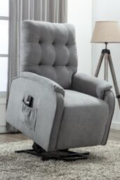 More4Homes Charlbury Fabric Single Motor Rise Recliner Electric Lift Chair in Grey - thumbnail 1
