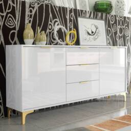 Mex Furniture LTD Sideboard Goldline Gloss 140cm - Glossy White - thumbnail 4