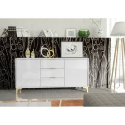 Mex Furniture LTD Sideboard Goldline Gloss 140cm - Glossy White - thumbnail 2
