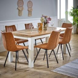 IH Design Curley Solid Mango Wood White Dining Table 170Cm - thumbnail 1