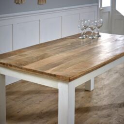 IH Design Curley Solid Mango Wood White Dining Table 170Cm - thumbnail 4