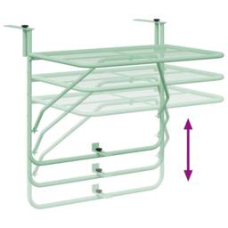 Berkfield Home Foldable Hanging Balcony Table - Mint Green, 60x40 cm, Steel in Green - Size: 60x40 cm - thumbnail 9