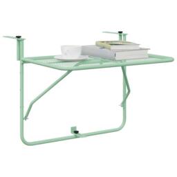 Berkfield Home Foldable Hanging Balcony Table - Mint Green, 60x40 cm, Steel in Green - Size: 60x40 cm - thumbnail 3