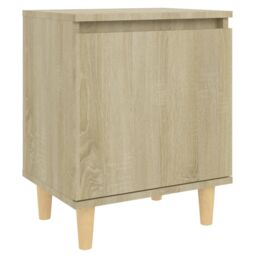 Berkfield Home Bed Cabinet with Solid Wood Legs Sonoma Oak 40x30x50 cm in Brown - Size: 40 x 30 x 50 cm - thumbnail 2