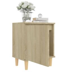 Berkfield Home Bed Cabinet with Solid Wood Legs Sonoma Oak 40x30x50 cm in Brown - Size: 40 x 30 x 50 cm - thumbnail 4