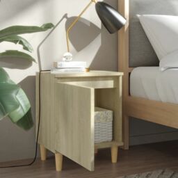 Berkfield Home Bed Cabinet with Solid Wood Legs Sonoma Oak 40x30x50 cm in Brown - Size: 40 x 30 x 50 cm - thumbnail 3