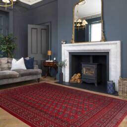 Kukoon Red Low Pile Traditional Persian Style Velvet Texture Area Rug in Blue - Size: 80 cm x 150 cm - thumbnail 2