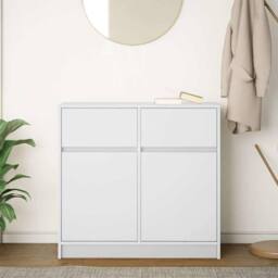Berkfield Home Sideboard with Drawer White 80x34x76 cm Engineered Wood - Size: 80 x 34 x 76 cm - thumbnail 3