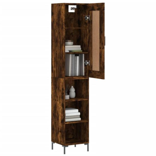 Berkfield Home Highboard Smoked Oak 34.5x34x180 cm Engineered Wood in Brown - image 1