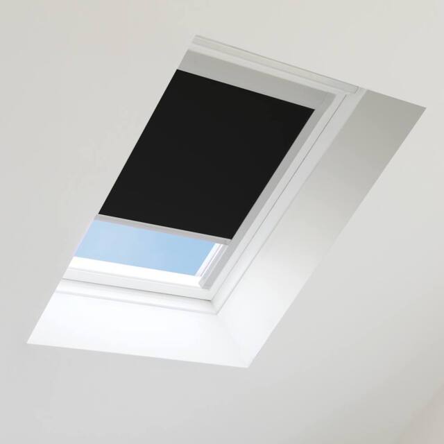 Bloc Blinds Blackout Blind for Velux Roof Window - Black in Silver - Size: P04 - image 1