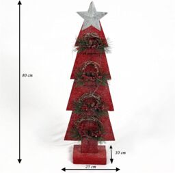 Shatchi Christmas Home Decoration Battery Operated Red Tree Tabletop Decorated with Berries, Pines & Small Warm White Bulbs - thumbnail 5