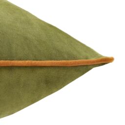 Furn Meridian Velvet Piped Cushion in Olive - Size: 55 cm x 55 cm - thumbnail 3