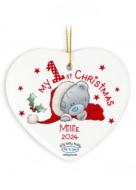Personalised Memento Company Personalised Me to You My 1st Christmas Ceramic Heart Decoration in White - image 1