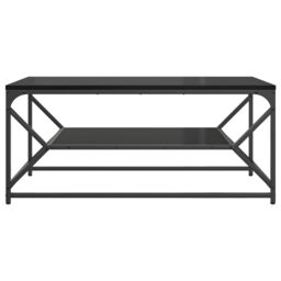 Berkfield Home Coffee Table with Shelf Black Oak 90x50x40 cm Engineered Wood - Size: 90 x 50 x 40 cm - thumbnail 5
